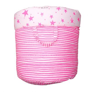Noe & Zoe Storage Basket - Neon Pink Stars & Stripes