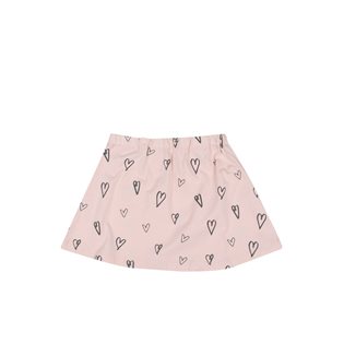 Hearts AOP Skirt - Soft Pink