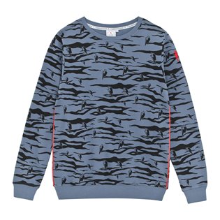Supersoft Sweatshirt - Navy - Black Lucky Tiger Print & Neon Piping