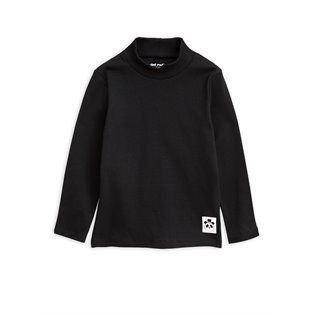 Solid Rib Turtleneck LS Tee - Black