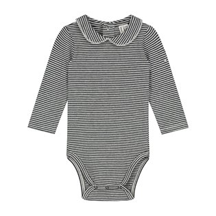 Baby Collar Onesie - Nearly Black/Cream Stripe