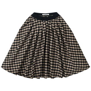 Flannel Checked Midi Skirt - Black / Caramel 