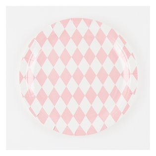 8 Pink Diamonds Paper Plates