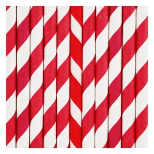 25 Red Stripe Paper Straws
