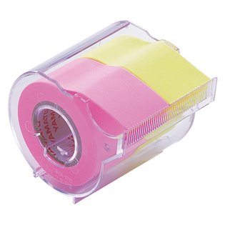 Yamato Memoc Roll Tape Fluro Pink & Yellow inc Dispenser