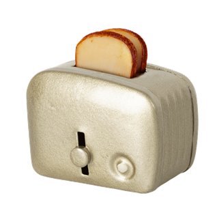  Miniature Toaster & Bread - Silver