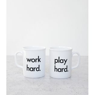 Work Hard, Play Hard Mug - Black & White