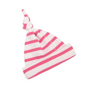 Coral Pink & White Breton Stripe Pixie Hat