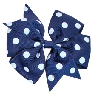 Pinwheel Bow - Navy Polka Dot