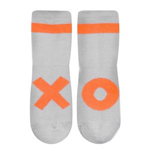 Beau Loves Dove Grey Ankle Socks - Neon Orange XO