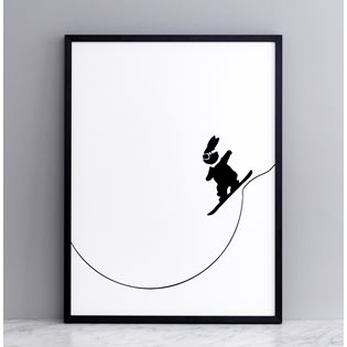 Snowboarding Rabbit Screen Print