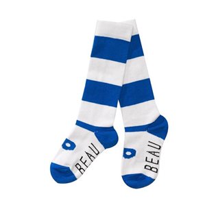 Beau Loves Maxi Stripe Knee High Socks - White / Blue