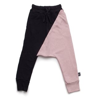 Nununu Half & Half Baggy Pants - Black/Powder Pink