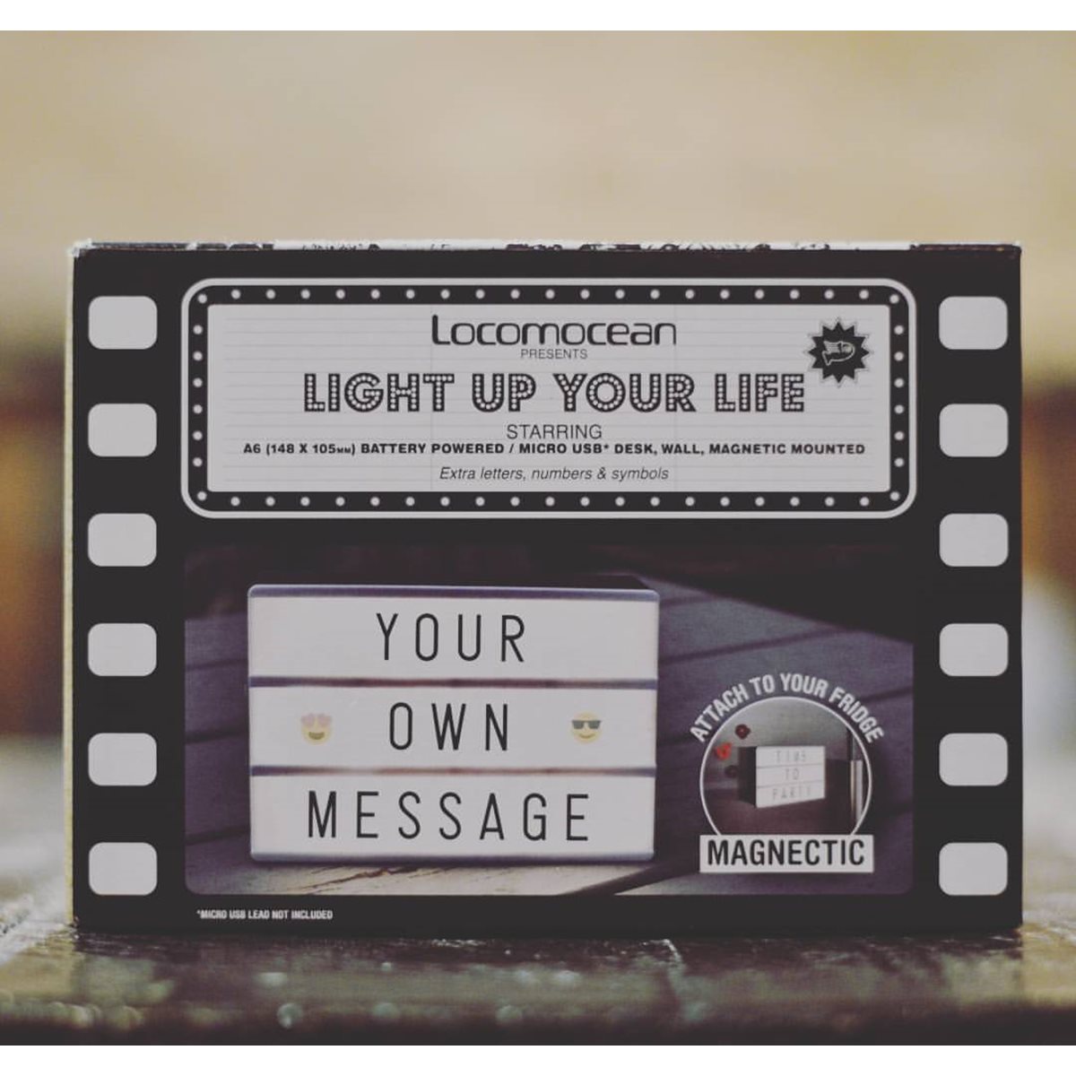 Locomocean Light Up Your Life A4 Cinematic Light Box Party Sign Decoration 