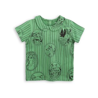 Fox Family Collar Tee - Green