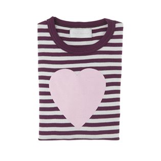 Plum & Dove Striped Heart T Shirt