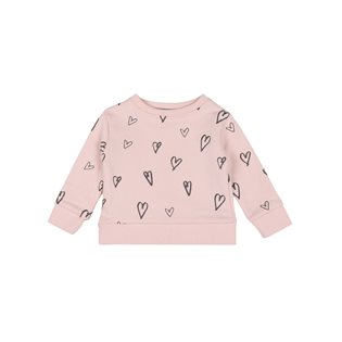 Hearts AOP Baby Basic Sweatshirt - Soft Pink