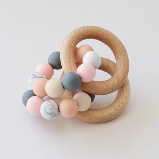 Wooden Ring Teether - Peach Mix