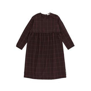 Grid Flannel Long Sleeve Dress - Plum