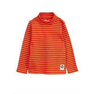 Stripe Rib Turtleneck LS Tee - Red 