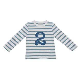 Ocean Blue & White Breton Striped Top With Age