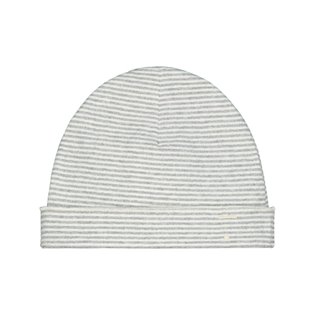 Baby Beanie - Grey Melange/Cream Stripe