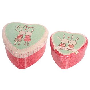 2 Metal Heart Tins - Rabbit
