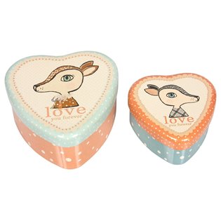 2 Metal Heart Tins - Bambi