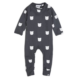 Charcoal Bear Long Romper