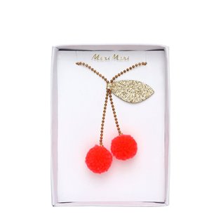 Cherry Pompom Necklace