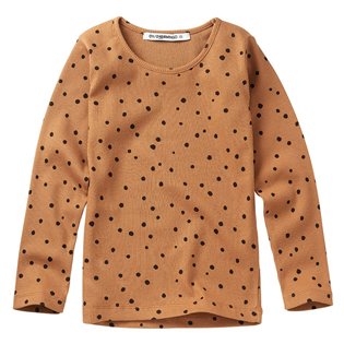 Dots Rib Long Sleeved Top - Caramel / Black 