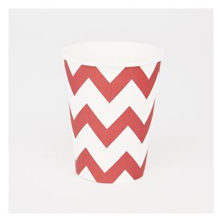 8 Red Chevron Paper Cups