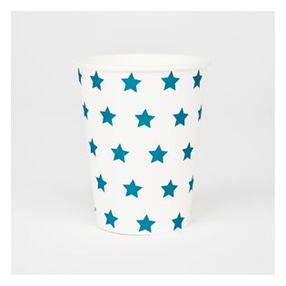 8 Blue Stars Paper Cups