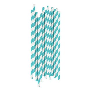 25 Blue Stripe Paper Straws 