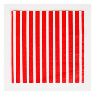 20 Red Stripe Paper Napkins