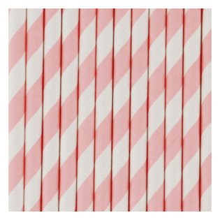 25 Pale Pink Stripe Paper Straws