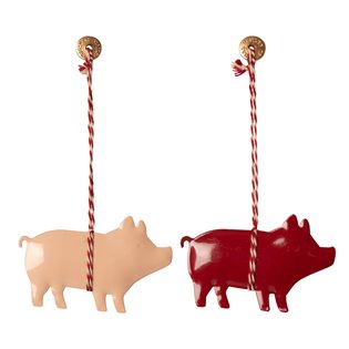 Metal Ornament, Pig - 2 Ass