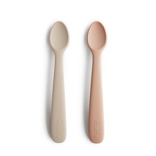 Silicone Feeding Spoons - Blush/Shifting Sand 2-Pack