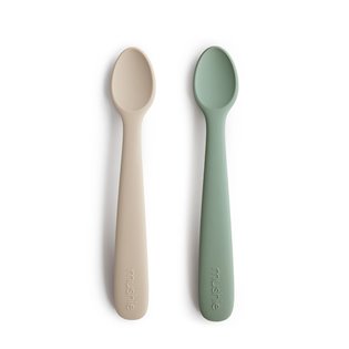Silicone Feeding Spoons - Cambridge Blue/Shifting Sand 2-Pack