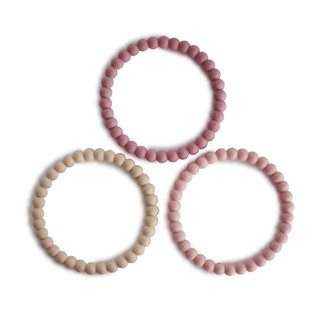 Pearl Teething Bracelet - Linen/Peony/Pale Pink