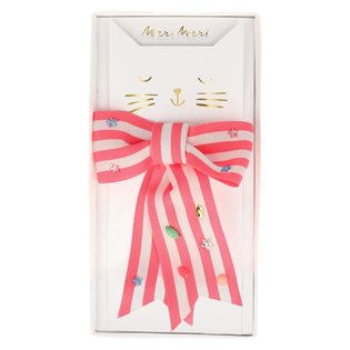 Pink Stripe Bow Hair Clip