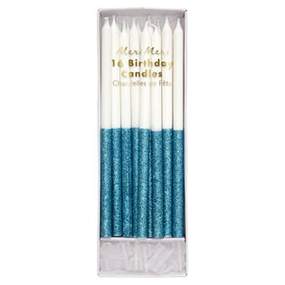 Blue Glitter Dipped Candles