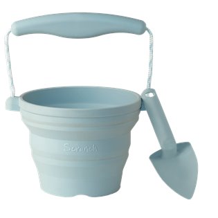 Scrunch Seedling Pot And Trowel - Duck Egg Blue