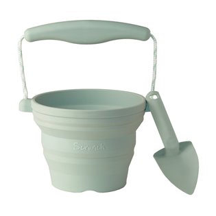 Scrunch Seedling Pot And Trowel - Sage Green