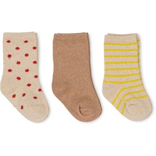 3 Pack Lurex Socks - Blazing/Macaroon/Red Dot