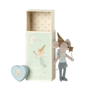 Tooth Fairy Mouse In Matchbox - Blue