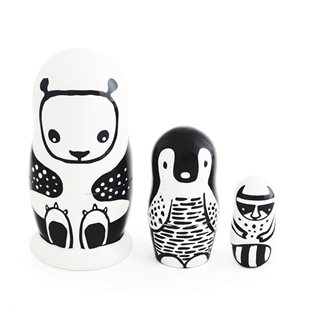 Nesting Dolls - Black & White Animals