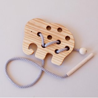 Elephant Wooden Lacing Toy
