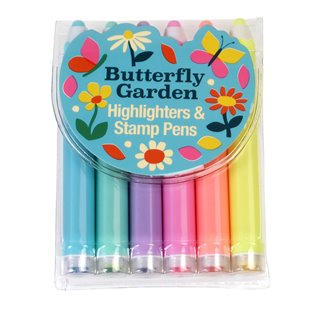 Butterfly Garden Highlighters & Stamp Pens (set Of 6)