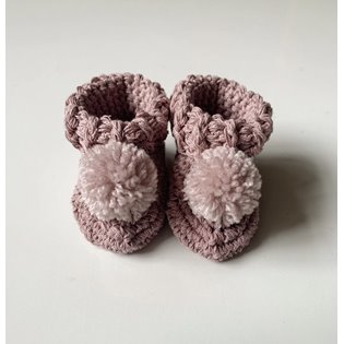 Organic Cotton Pom Pom Booties  - Pink